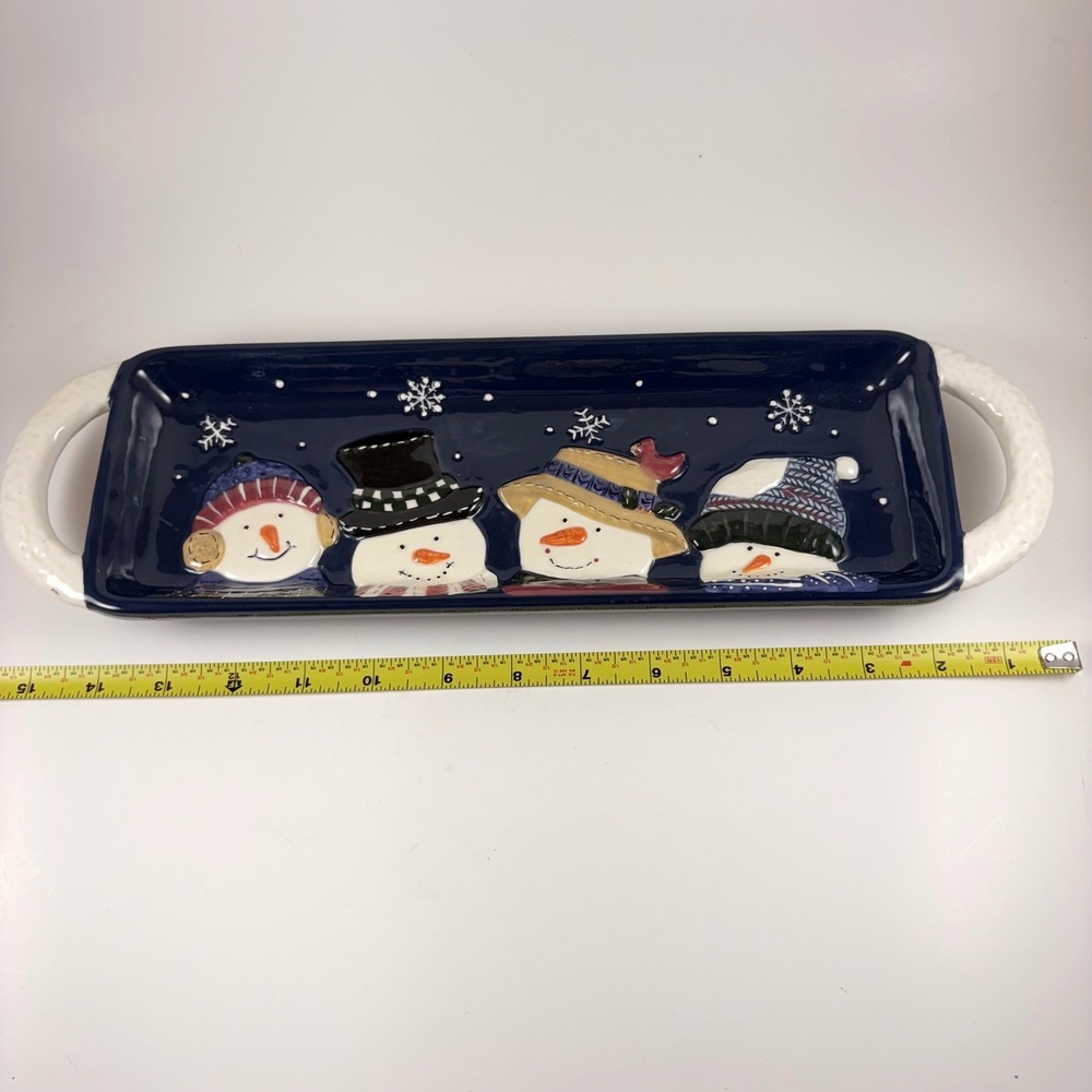 St Nicholas Square Snow Friends Christmas Snowman Treat Tray Cookie Platter - Picture 5 of 6